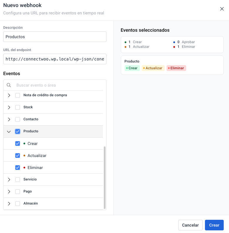 Webhook Holded Productos